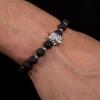 4PC Fashion Black Gallstone Volcanic Stone Wood Bead Multi Layer Men's Combination Elastic Bracelet Couple Friends Jewelry
