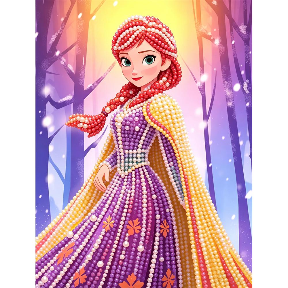 

Disney Pearl Painting Princess Anna DIY Pearl Art Pearl Painting Kit Pearl Art Painting Wall Suitable for Home Office Decoration Handmade Gifts 30x40