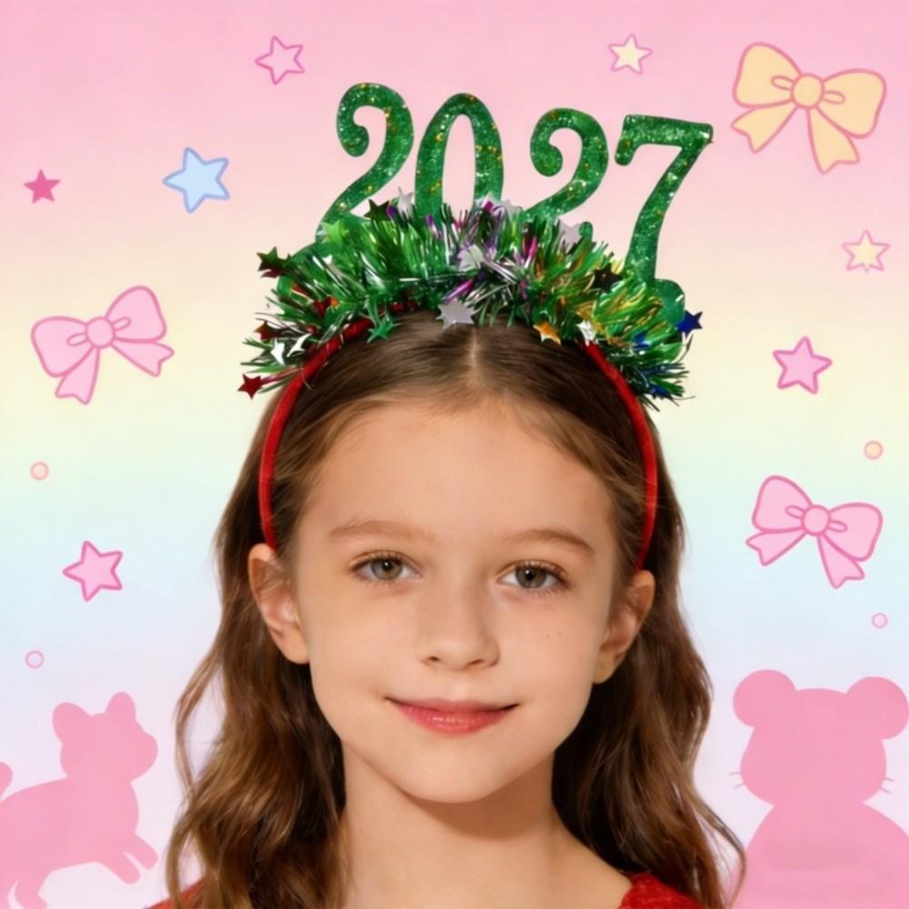 Light‑Up Led 2027 Number Hair Hoop Glitter Party Hair Accessory Creative Sequin Headpiece Carnival