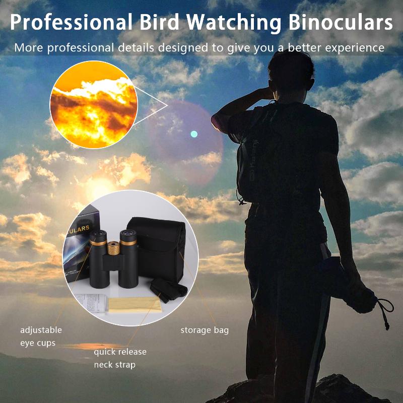 Hd12x42 Fernglas Professionelles Prisma Leistungsstarker optischer Zoom Bak4 Reise Jagd Wasserdichtes Teleskop Outdoor Camping