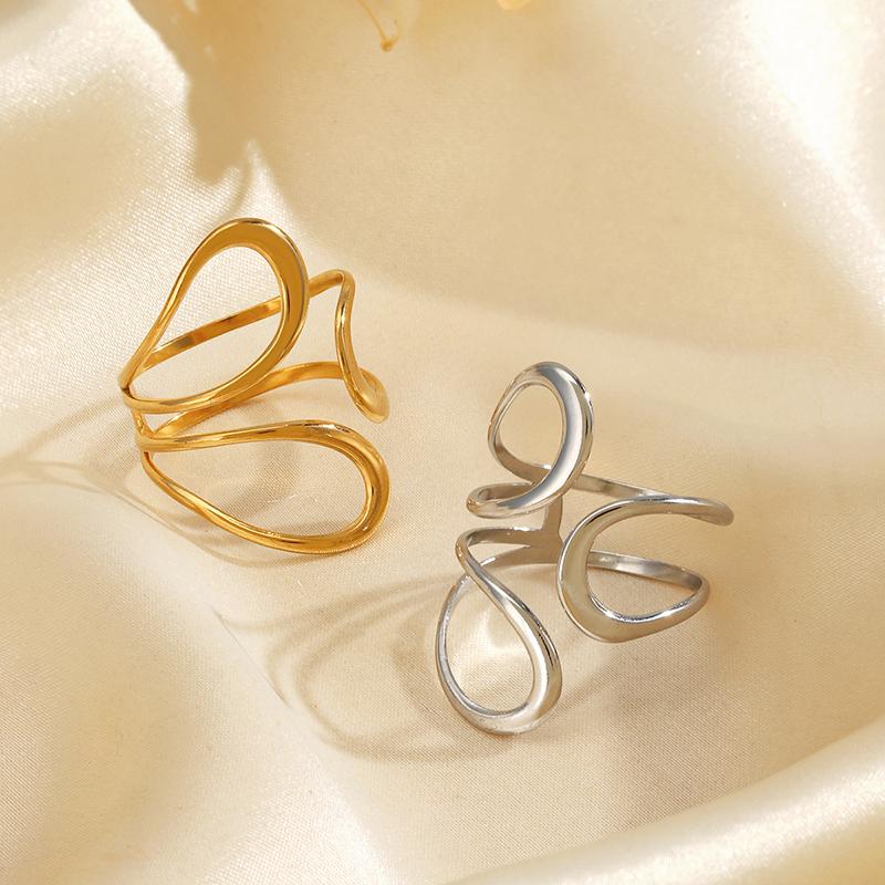 Unique Original Stainless Steel Gold Color Ring Colorfast Popular Party Personalized Exaggerated Charms Jewelry Wome