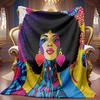 A Cozy Fleece Blanket Featuring African Women-Themed Patterns, Soft High-Definition Digital Printing, Colorful Abstract Art Design, Cooling Blanket Su