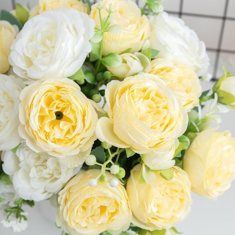 30cm Silk Peony Artificial Flower Bouquet Spring For White Home DIY Decoration Christmas Garden Wedding Office Party Fake Flower