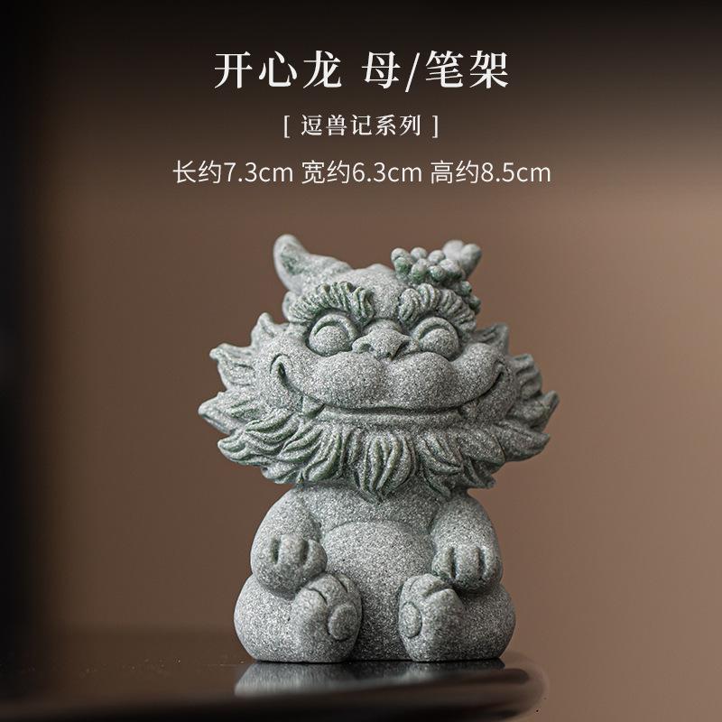 Kreative Glücksbringende Reichtum Grüner Sandstein Tee-Haustier Ästhetisches Aquarium Landschaftsgestaltung Tee-Figur Spielzeug Tee-Statue Ornamente