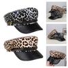 Breathable PU Leather Flat Cap Leopard Print Sun Protection For Men Women Outdoor Activities Riding Fashion Seamless Design
