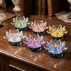 Glass Crystal Lotus Candle Holder Hoom Decor Lotus Figurines Candle Stand  Dinner Decor