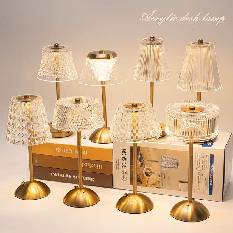 LED Table Lamp Touch Sensor USB Rechargeable Night Light 3 Color Wireless LED Bedside Lamp Atmosphere Restaurant Hotel Bar