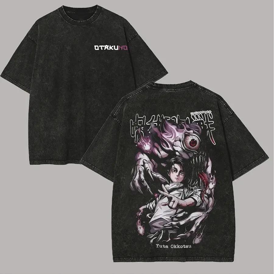 

Okkotsu Yuta Jujutsu Kaisen Anime T-shirt Men Women Clothing Gothic Washed T Shirt Summer O-Neck Short Sleeve Cotton Tees Tops S чёрный