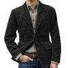 Long Sleeve Flap Pockets Single Breasted Men Jacket Autumn Winter Corduroy Lapel Office Suit Jacket