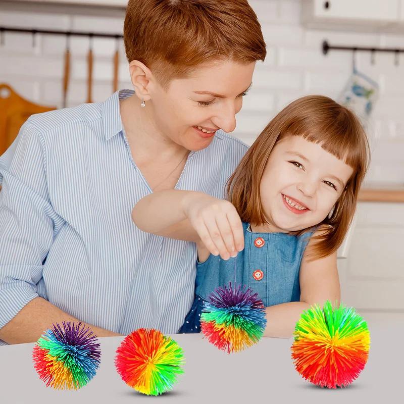 Toys Kids Childrens Rainbow Stringy Balls Sensory Fidget For Party Favors Outdoor Fun Games Pelotas Saltarinas Niños Juguetes Divertidos