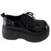 Black shorty Le small leather shoes women's autumn new retro platform muffin round head loafer single shoes