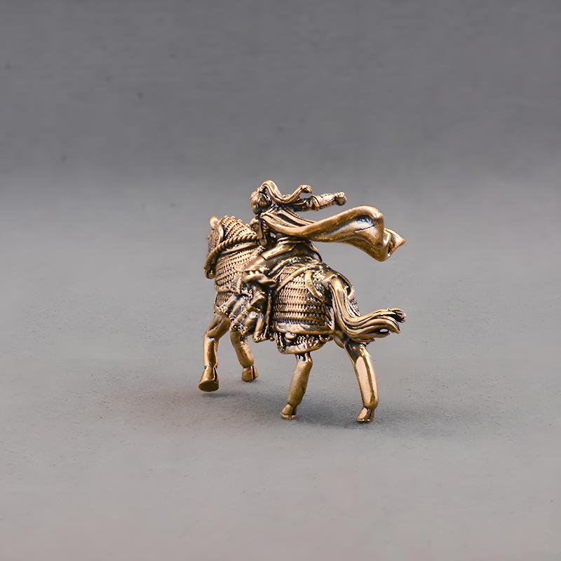 Brass Mulan Riding Horse Figurines Small Ornaments Pure Brass Statue Desk Decor Animal Home Decor