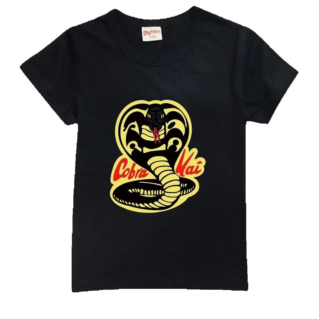 

T shirt Short Sleeve Cobra Kai Print Top Girls Boys Summer New Clothes Children s Adults Parent Y2k Short Sleeves Classic 4XL