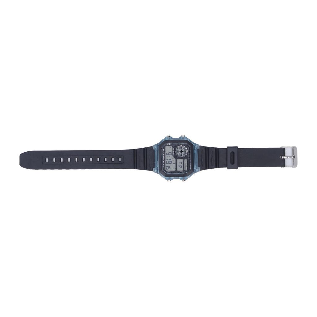 Electronic Sports Watch 12 24 Hours Waterproof Digital Wrist Watch with Luminous Alarm Timing Function Transparent Blue