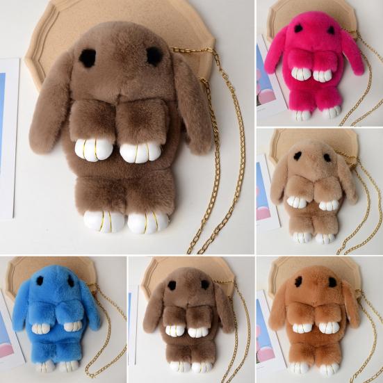 Messenger Bag Cartoon Bunny Shapr Furry Fluffy Soft Touch Plüsch Kette Schultergurt Große Kapazität Reißverschluss Lady Shoudler Bag Umhängetasche