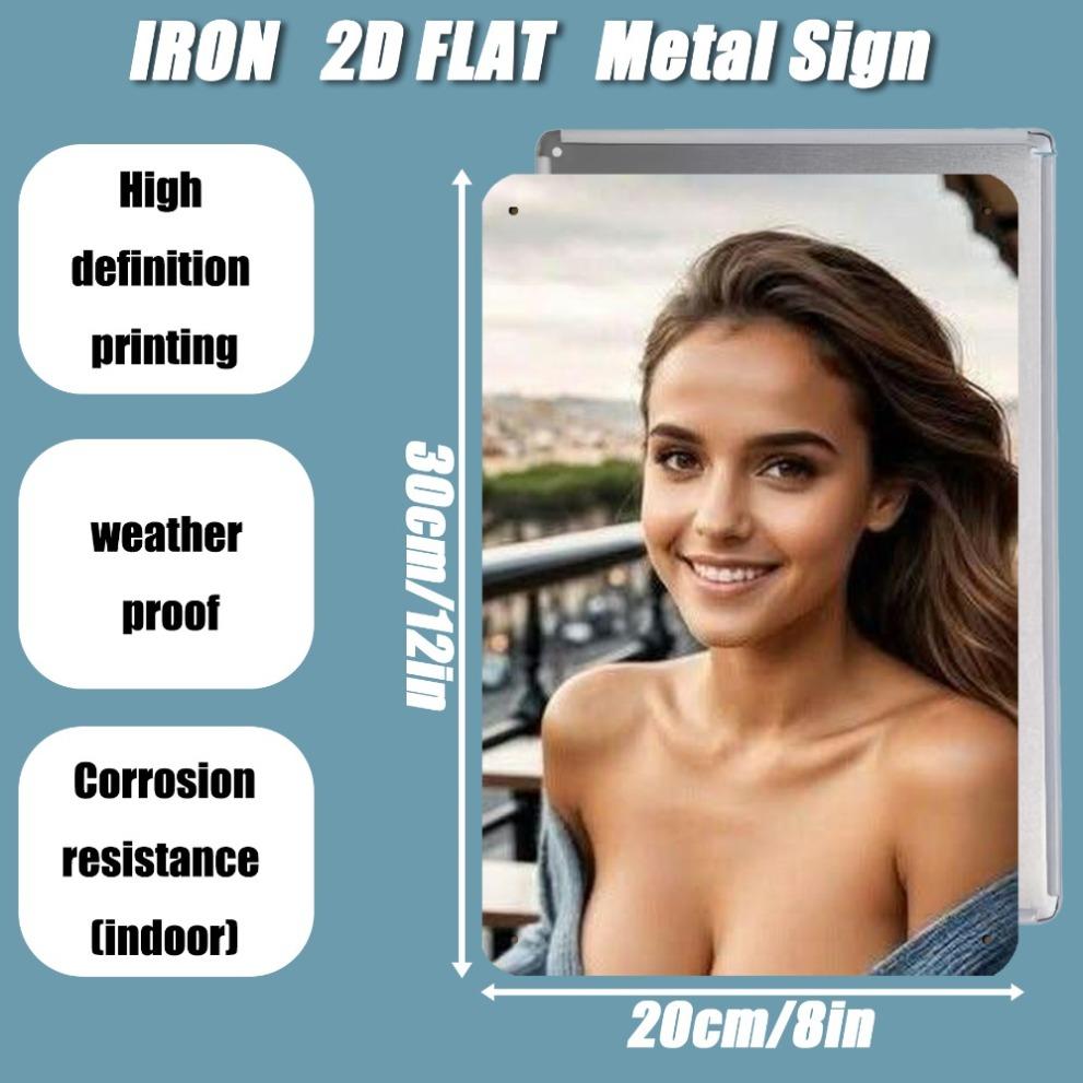 Vintage Metal Wall Art Large Retro Female Face & European Balcony Iron Sign 8x12 Inch - Easy Install for Yard Housewarming Party