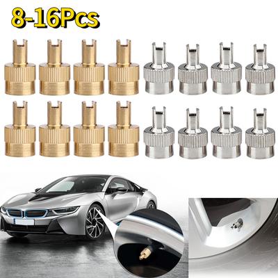 8/16Pcs Metal Slotted Slot Valve Cap with Valve Core Remover Wheel Caps for Schrader Car Motorcycle Bikes Nipple Caps Cover