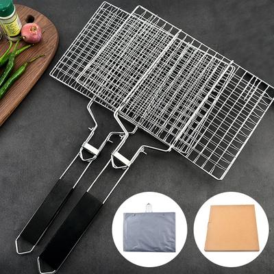 304 Stainless Steel Folding Barbecue Net Disassembly Portable BBQ Net Clip Grilled Fish Net Barbecue Tool