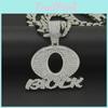 Letter Pendant Trendy Necklace Oblock European American Hiphop Style With Alloy And Diamond Accents