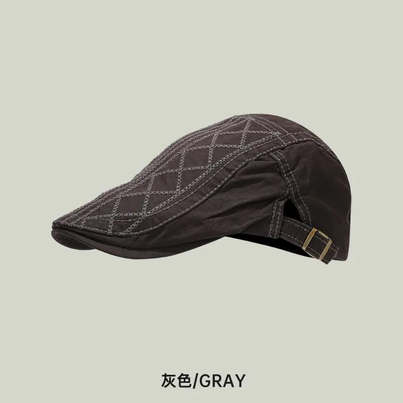 Men's Berets Boina Fashion Hat Masculina Plaid Style Gorro Casual Hats Cotton Boinas Solid Color Beret for Men Cap 6 Colors