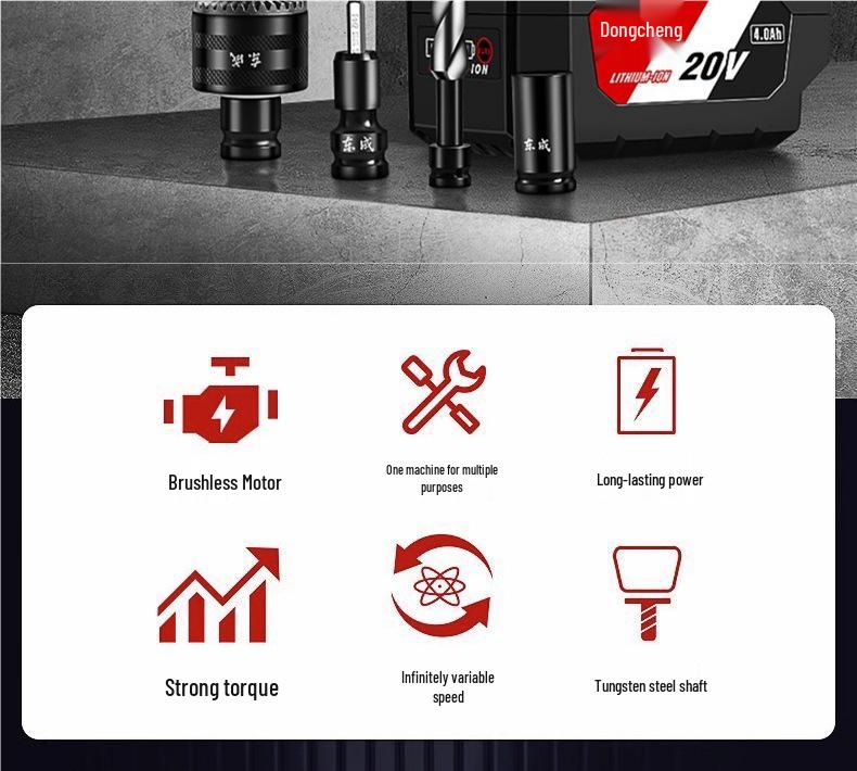 Dongcheng High Torque Brushless Electric Wrench with Lithium Battery 