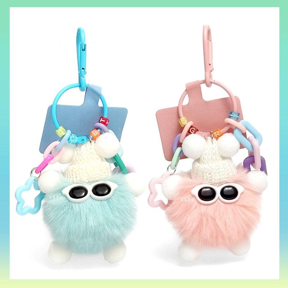 Cute Gifts Lovers Elf Rex Rabbit Hair Fashion Diy Couples Keychain Kawaii Phone Lanyard