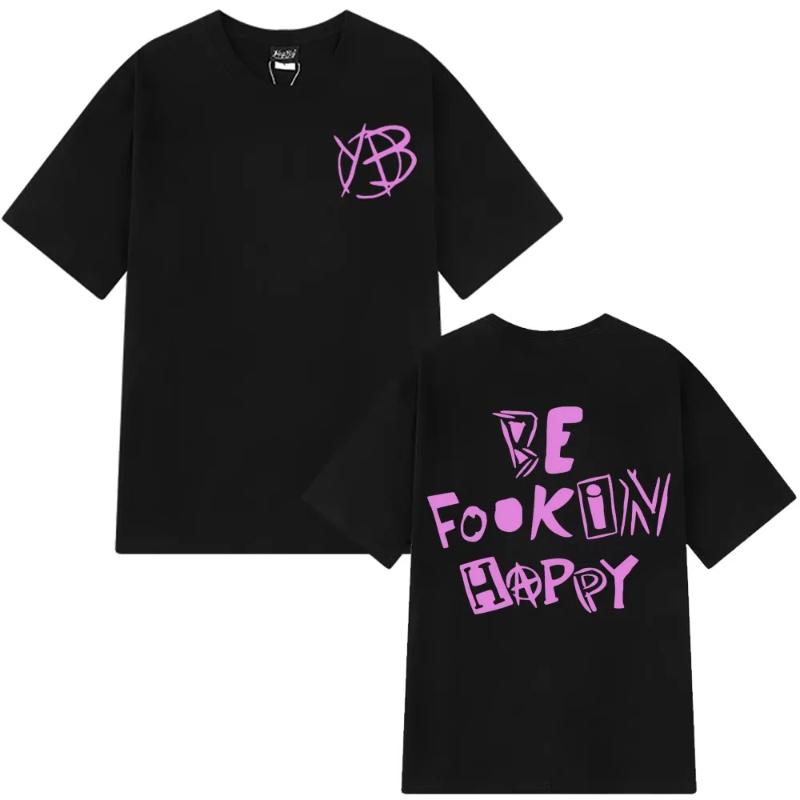 

Rock Singer Yungblud Be Fookin Happy Printed T Shirts Summer Casual Cotton T-shirts Men Women Hip Hop Fashion Tee Shirt Oversize XS чёрный