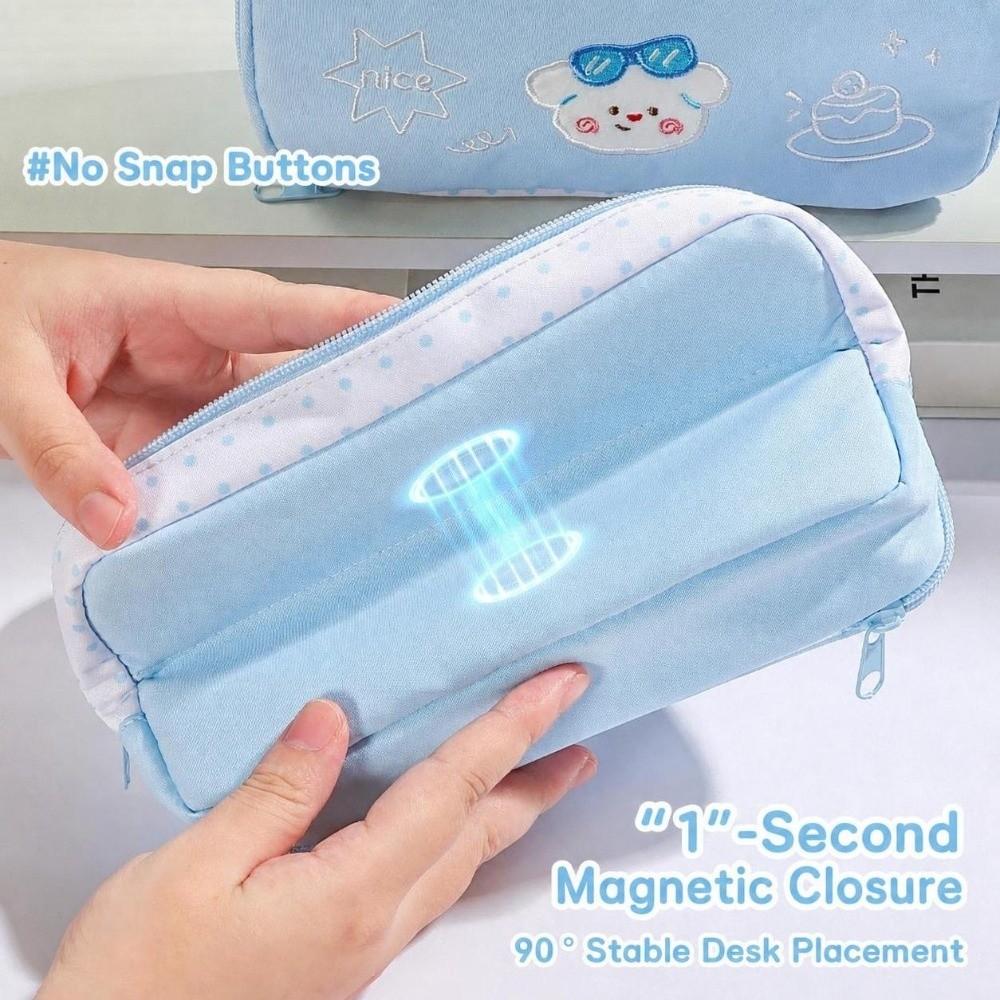 Large Capacity Pencil Case Polka Dot Print Pencil Pouch Multifunctional Stationery Pouch Students