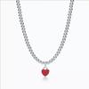Heart-Shaped Enamel Cross Chain Necklace with Peach Heart Beads for Women - Fashionable Classic Style