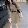 Plus Size Women's Korean Style Fashion Knit Dress Winter Autumn Design Sense Waist-Cinching Base Layer Skirt Trendy