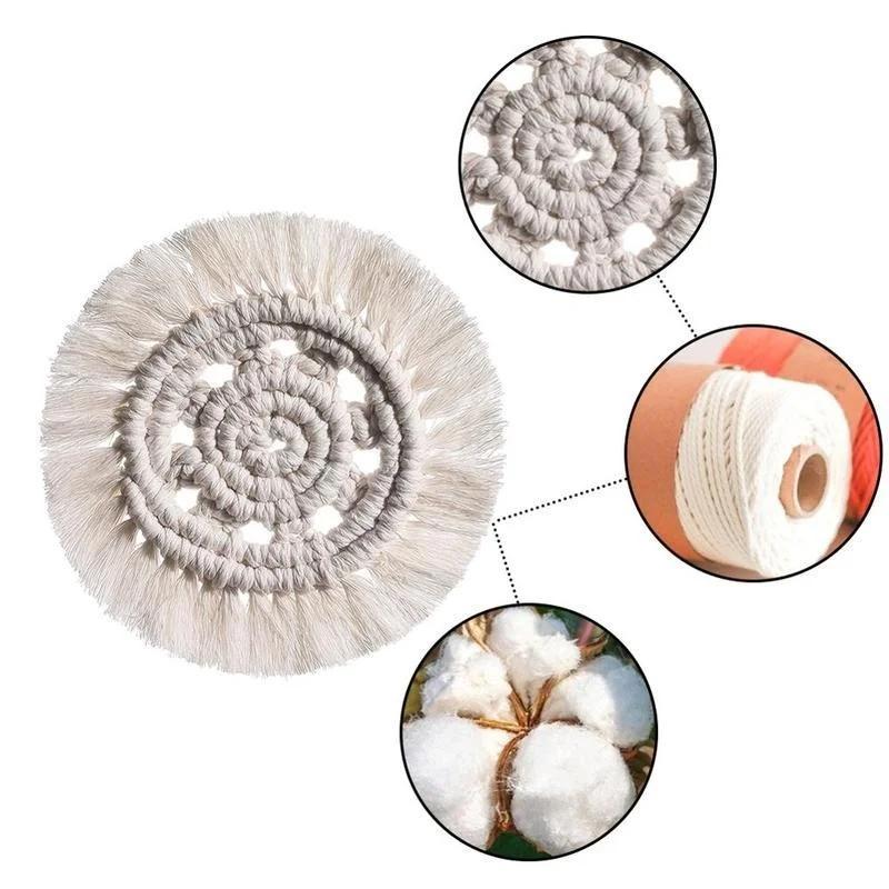 Table Decoration Handwoven Macrame Coasters Cotton Rope Braided Placemats Cup Pad Table Decor Heat Resistant Table Mat Cup