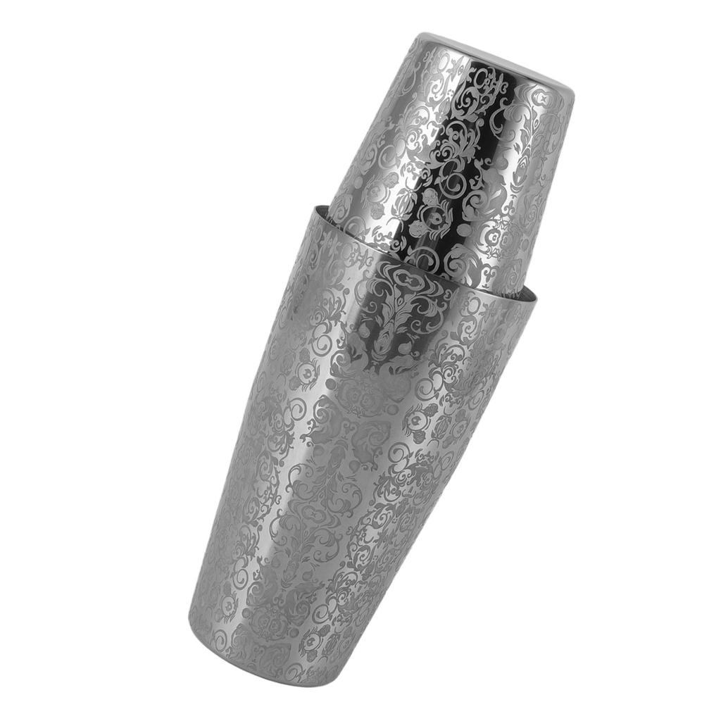 Stainless Steel Cocktail Shaker Engraved Martini Shaker Silver Japanese American Boston Bar Mixer Bottomless