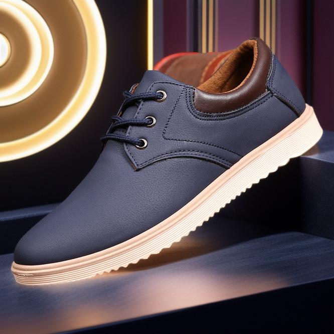 

Men s shoes 2025 autumn men s leather shoes British tooling shoes breathable round head Korean version casual shoes men 44