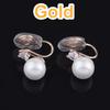 Popular Earrings for Shell Cubic Coil Style Miyabi Grace Women, Non-pierced, Pearl, White, Pearl, Crystal, Gold, Zirconia, Wedding, Rhinestone, Pearl,