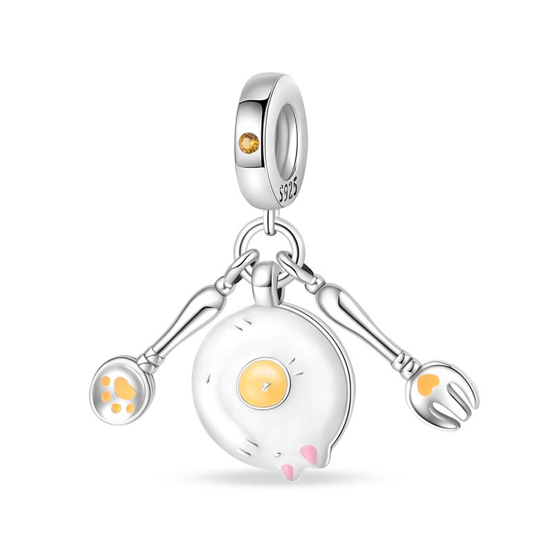 925 Silver Coffee Cake Bread Ice Cream Tea Beer Charms Pendant for 3mm Bracelets DIY Jewelry