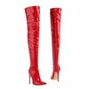 Over-the-Knee Boots Women's Red Boots Glossy Patent Leather Boots Sexy Thighs Boots Pole Dancing Boots Pointed Heels
