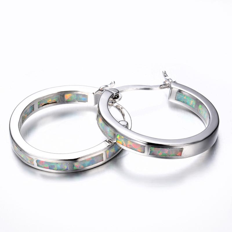 Klassische Mode Blaue Feuer-Imitation Opal Creolen Für Damen Accessoires Braut Verlobungsparty Hochzeit Schmuck Mädchen Geschenk