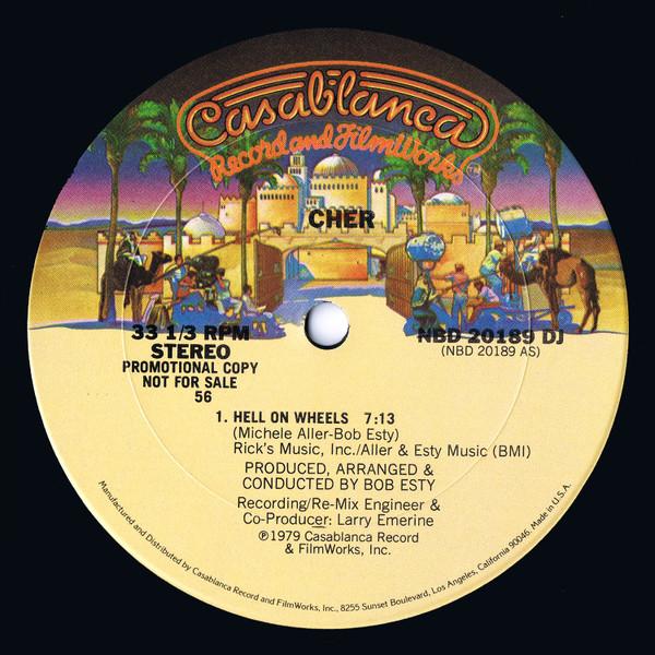 12-дюймовая пластинка CHER Hell On Wheels Git Down Guitar G NBD20189DJ Casablanca 1979 US Pop Б/у