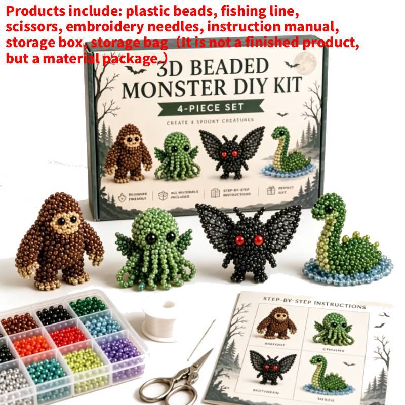 Kleines 3D-Tier-Bastelset mit Perlen und Kunststoffmaterialien für DIY-Tierdekoration und Kinderkreativität