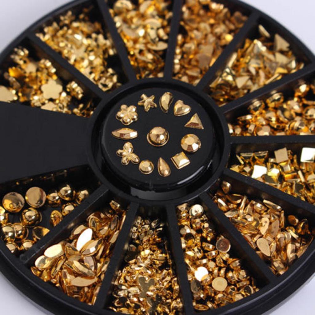 1 Wheel Mixed 12 Shapes 3D Nail Studs Art Decors DIY Decoration Manicure Tools
