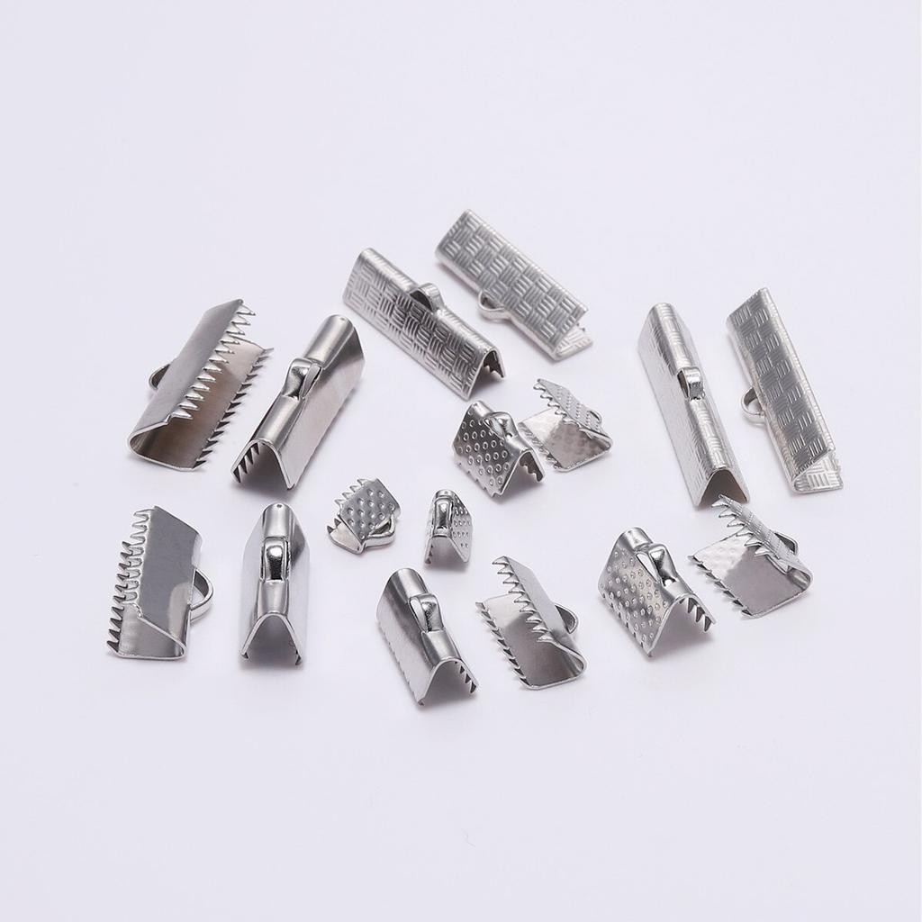 Edelstahl-Crimp-Endperlen, Schnallenspitzen, Verschlussschnur, flache Abdeckungsverschlüsse für die Schmuckherstellung, DIY-Armbandverbinder