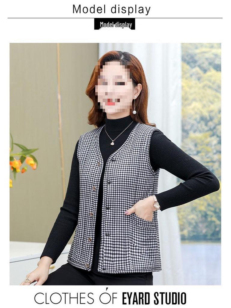 Camel Down Cotton Vest for Women - Autumn & Winter Versatile Shoulder Warmer for Middle-aged & Elderly Moms