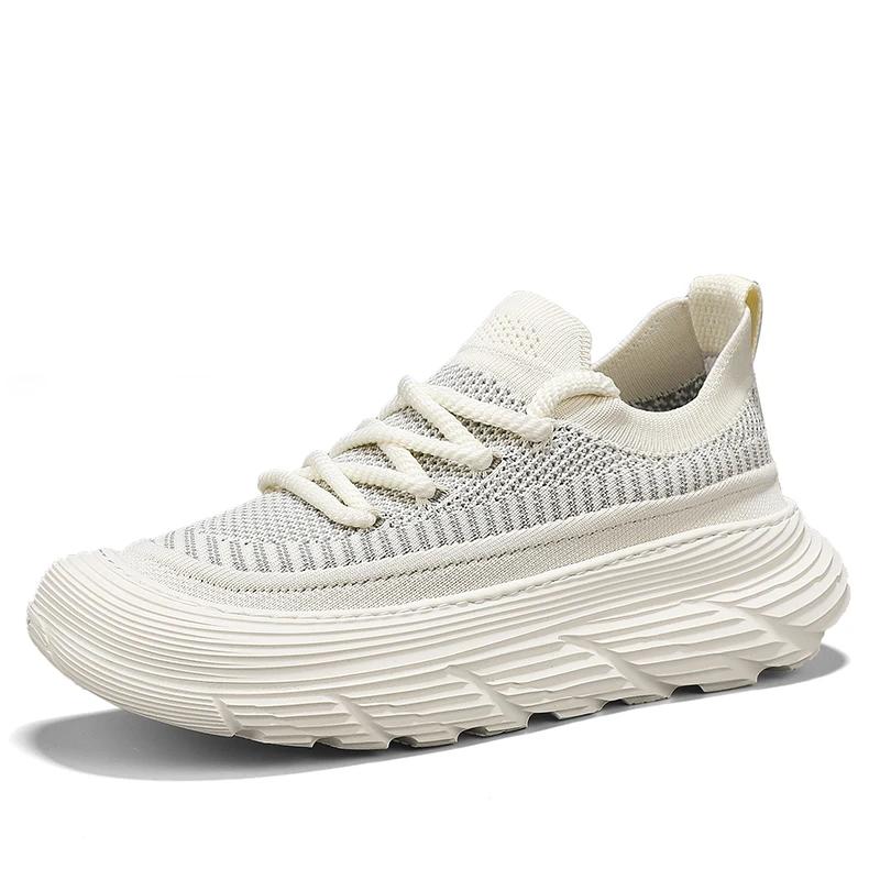 Men's Breathable Flying Woven Shoes Summer Platform Increase Shoes Men's Fashion Running Shoes Men's Casual