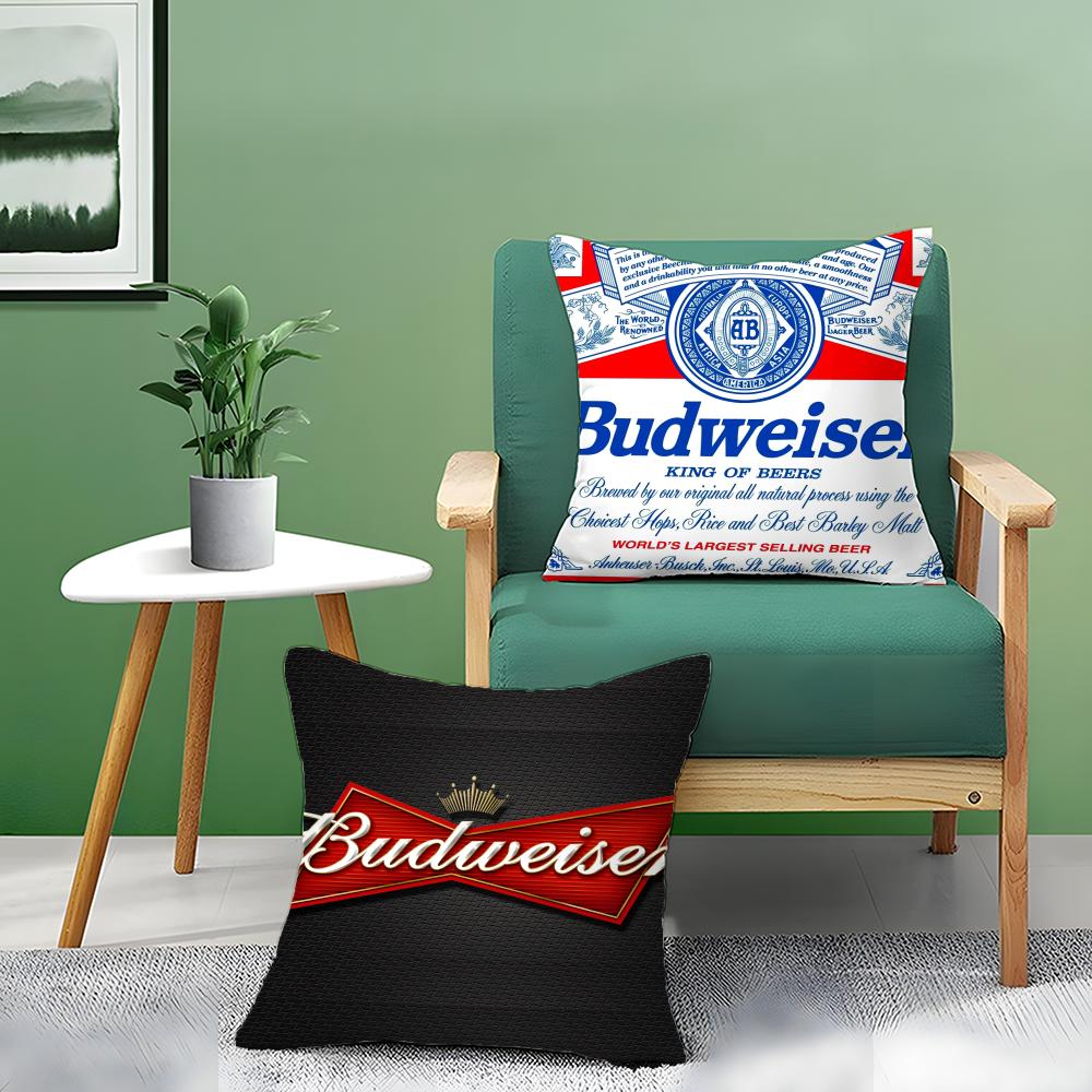 Federa per Cuscino Classica Birra Budweiser Tessuto Peluche Morbido Stampata Double-Sided Divano Caldo Inverno Casa Regalo Bambino Federa