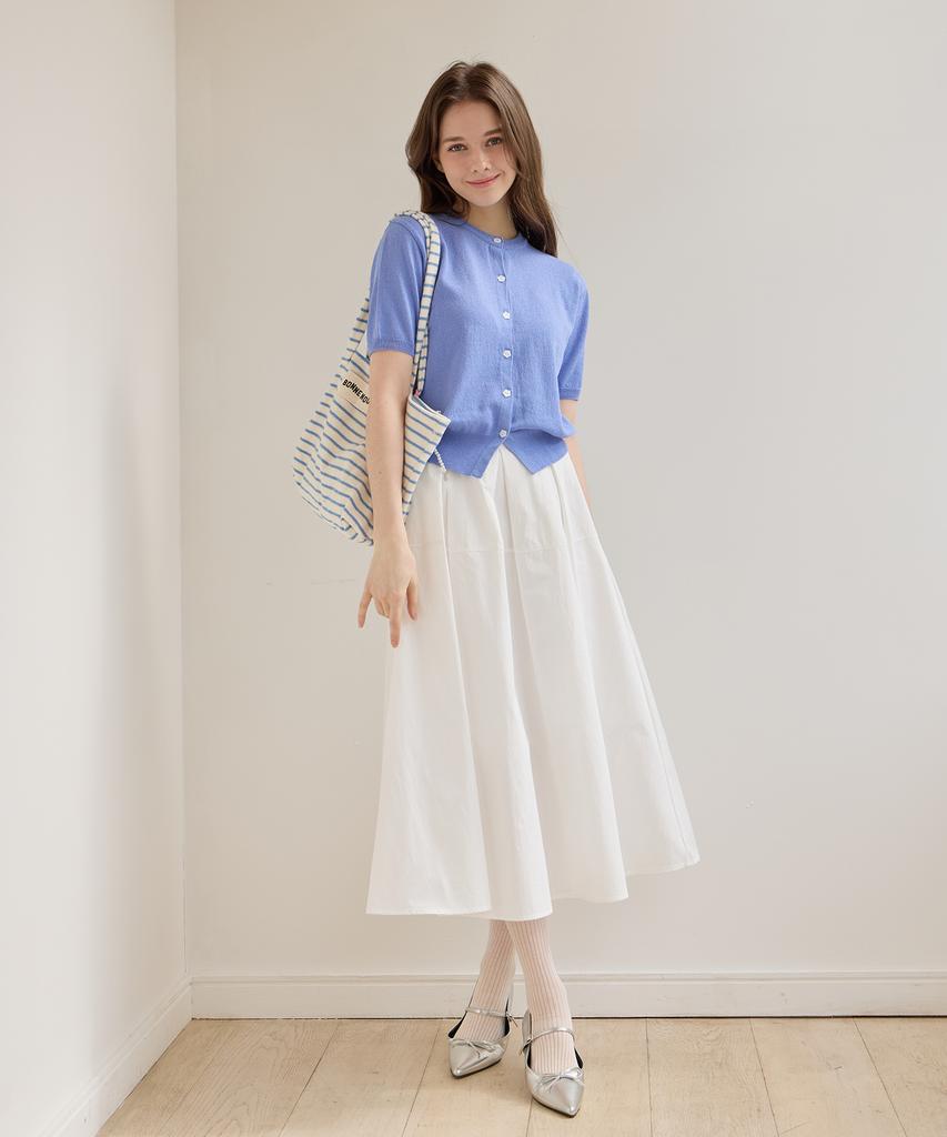 Le Studio Pleated Volume Long Skirt_Lc251Sk006Wh