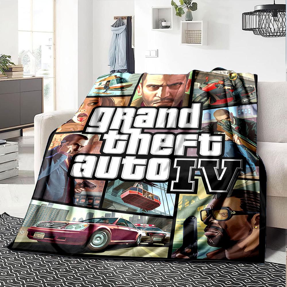Grand Theft Auto Iv Flannel Blanket Super Soft Warm Cozy Blanket for Sofa Bed Office Travel All‑Season Home Decor Gift