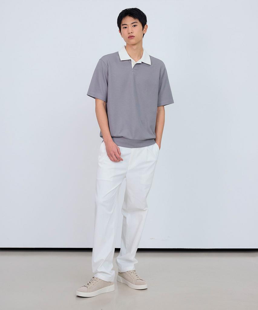 MINDBRIDGE White One-Pleat Relaxed Fit Linen-Like Elastic Pants