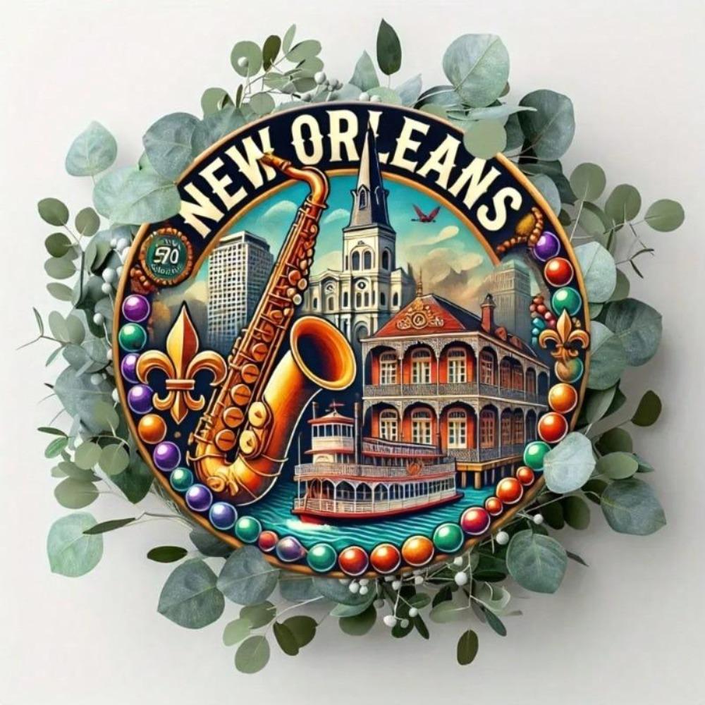 Vintage Metal Tin Sign New Orleans Wall Art Rustic Decor