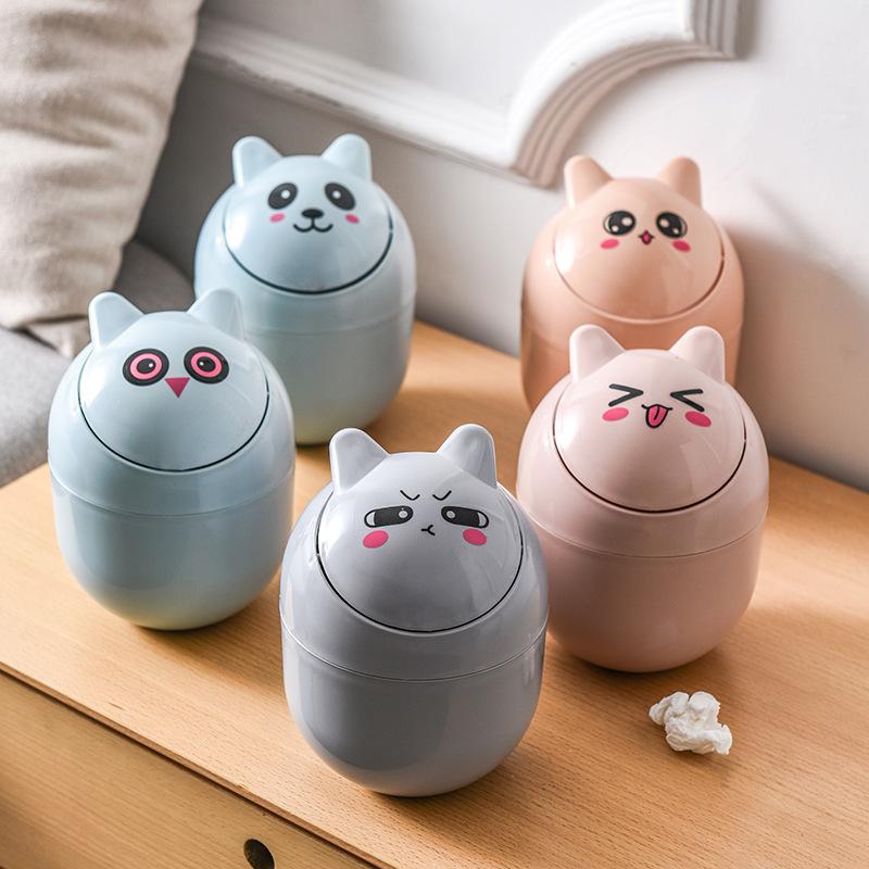 Desktop Trash Can Cute Home Bedroom Desk Small Bedside Coffee Table Creative Storage Living Room Nordic Dining Table Trash Can