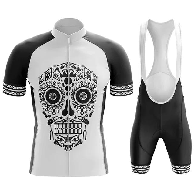 2026 Team Men Summer Skeleton Short Sleeve Cycling Jersey Set MTB Maillot Ropa Ciclismo Bicycle Wear Breathable Cycling Clothing
